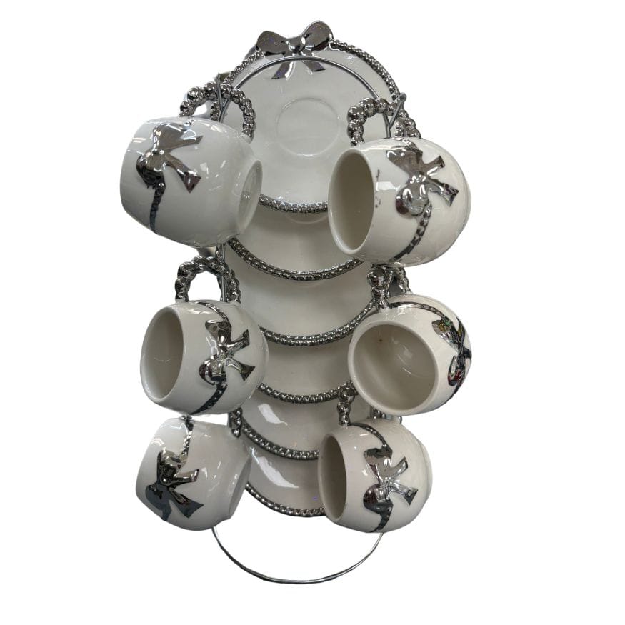 Set of 6 espresso cups and saucers with metal stand - Cafe Pinar Cuban ...