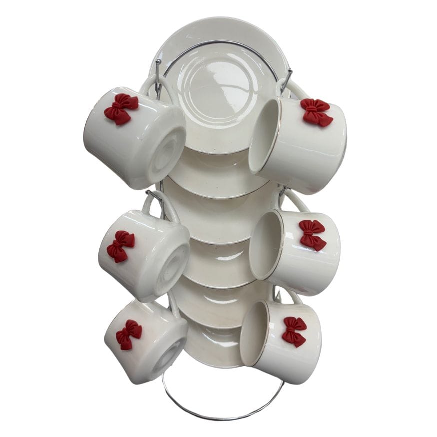 Set of 6 espresso cups and saucers with metal stand - Cafe Pinar Cuban ...