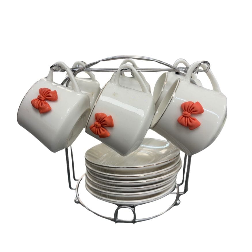 Set of 6 espresso cups and saucers with metal stand - Cafe Pinar Cuban ...