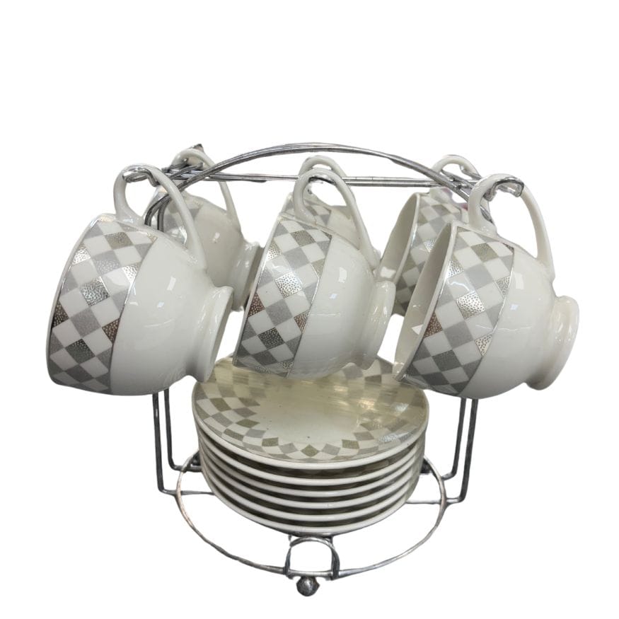 Set of 6 espresso cups and saucers with metal stand - Cafe Pinar Cuban ...