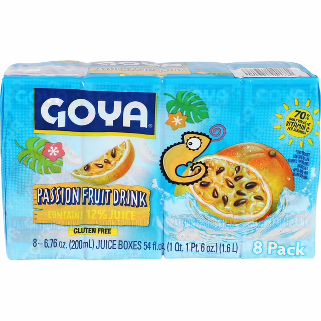 Goya No Added Sugar 100% Passion Fruit Juice 6.76 oz Juice Boxes